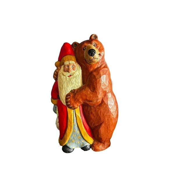 House Of Hatten Limited Edition Susan M. Smith Bear Hugging Santa Claus Figurine - Picture 1 of 3